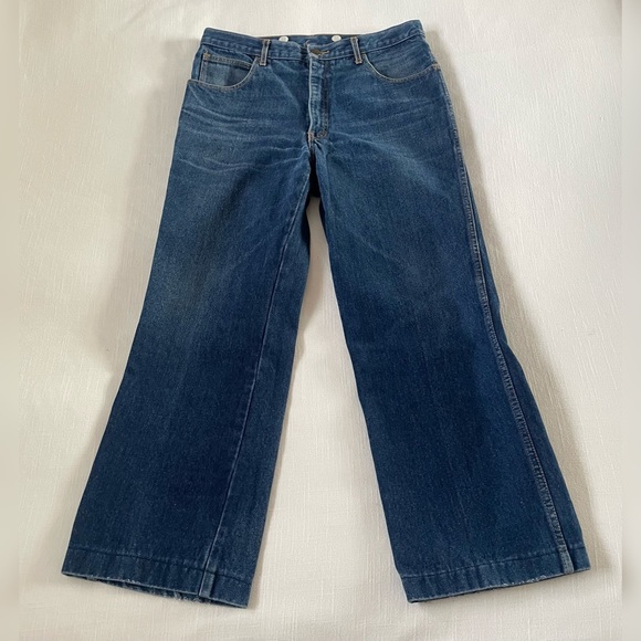 Rare Vintage Pierre Cardin Paris Wide Denim Crop Wide Leg Jeans 30x27 - Picture 4 of 13